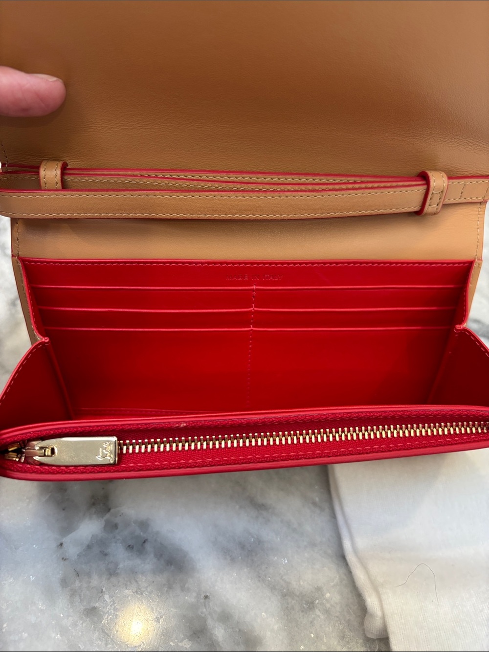 Christian Louboutin Tan Leather Clutch with Gold Spikes - Picture 5 of 8